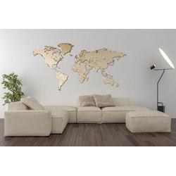 Houten Wereldkaart Groot PREMIUM | Blank echt Hout - Volledig Duurzaam - Landkaart - 170 x 85 CM - Wanddecoratie - Design - Wereld Kaart - Land Kaart